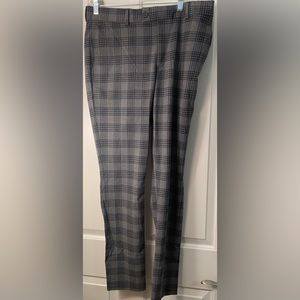 Tight Fit Plaid Dress Pants